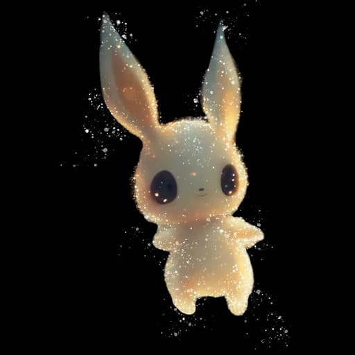 Beast artwork of a sparkling cream-coloured bunny with long ears