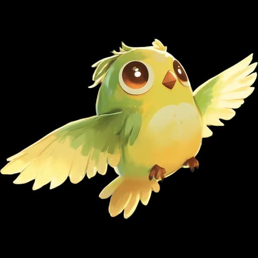 Beast artwork of a green and yellow finch in mid-flight