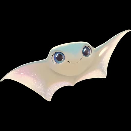 Beast artwork of a pearl-white manta ray with bright blue eyes