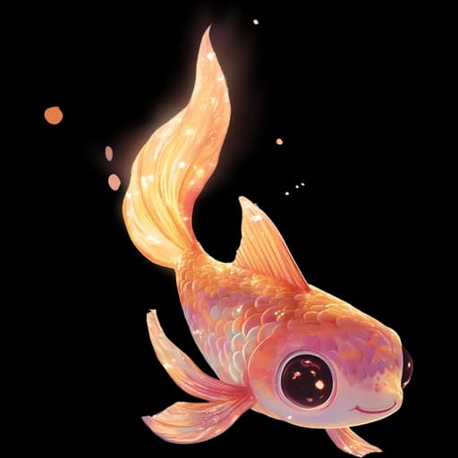Beast artwork of an orange koi fish with flowing translucent fins